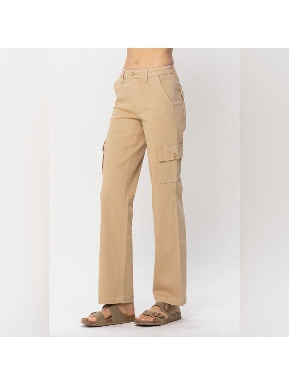 Judy Blue Khaki Cargo Straight Leg Pants Size 31